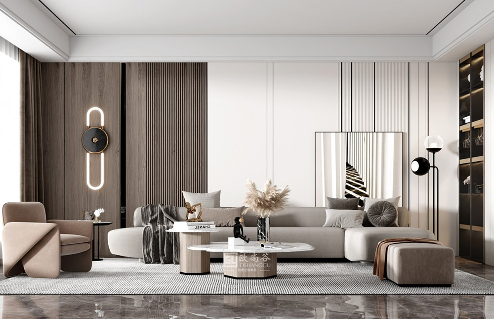 極簡輕奢客廳背景設(shè)計