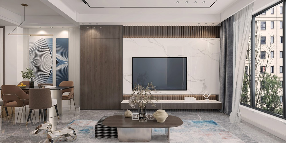 極簡輕奢客廳背景設(shè)計
