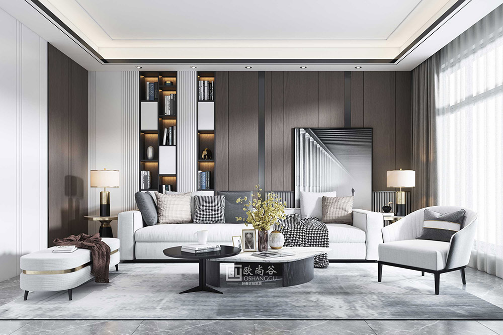 極簡輕奢客廳背景設(shè)計