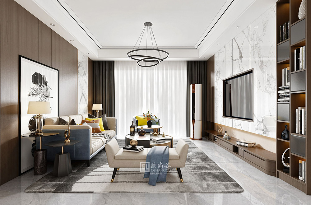 極簡輕奢客廳背景設(shè)計