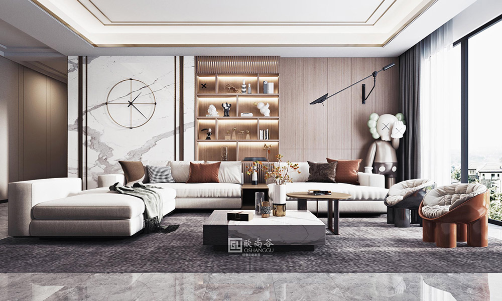 極簡輕奢客廳背景設(shè)計