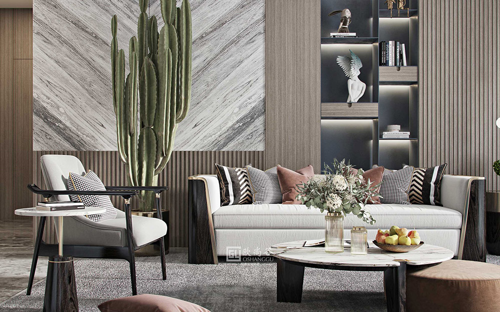 極簡輕奢客廳背景設(shè)計