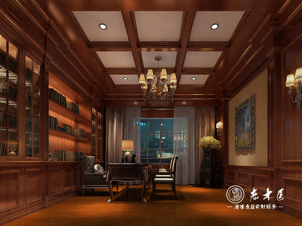 全實(shí)木書柜設(shè)計(jì)廠家 原木書柜廠家