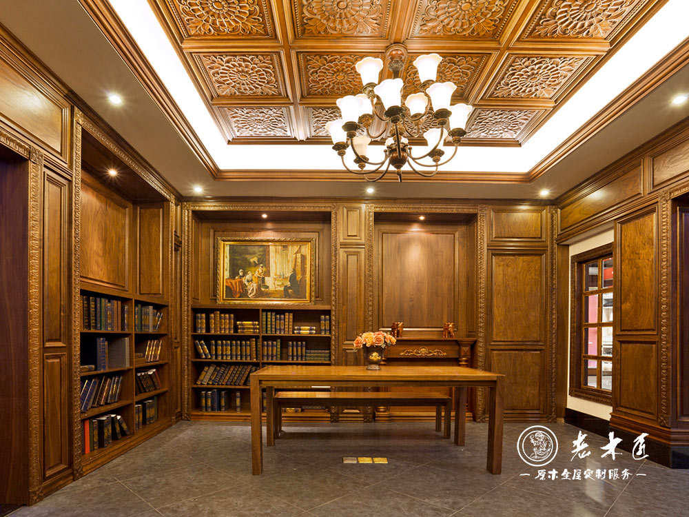 實(shí)木整體書柜 書房全實(shí)木書柜