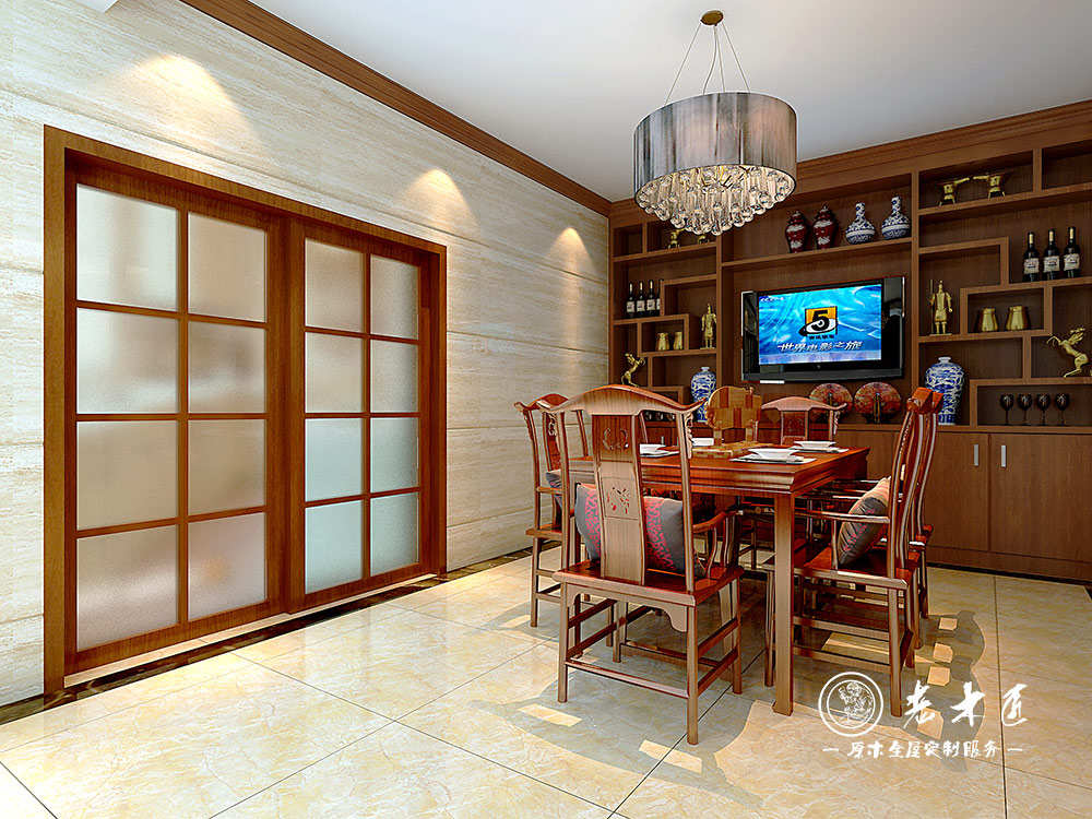 新中式餐廳酒柜設(shè)計效果圖