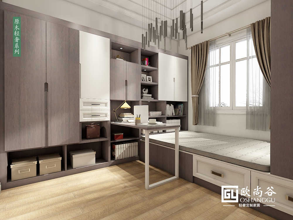 輕奢風(fēng)格榻榻米_現(xiàn)代榻榻米房間效果圖