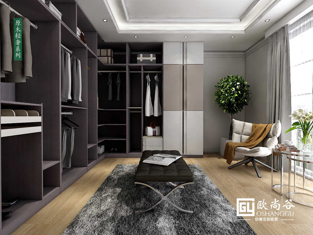 輕奢衣帽間效果圖_輕奢衣帽間圖片