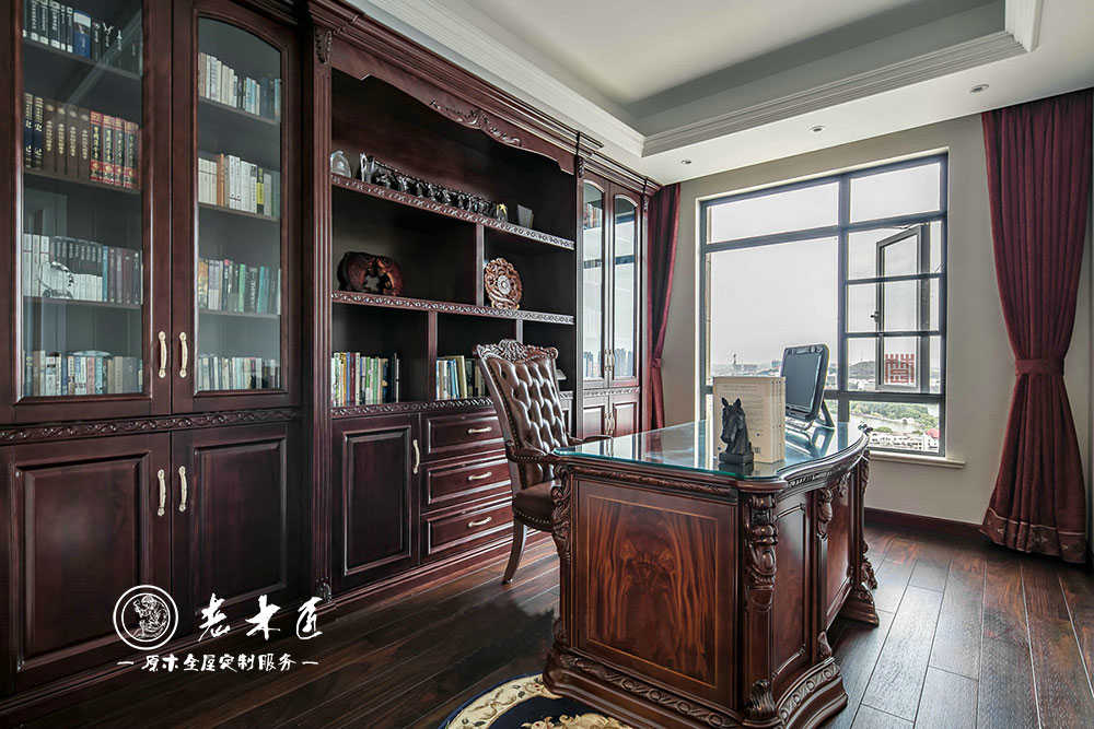 實(shí)木整體書(shū)柜訂制圖片_書(shū)房書(shū)柜圖片