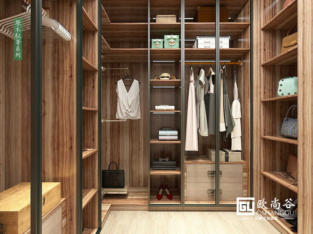 現(xiàn)代輕奢極簡衣帽間_輕奢衣帽間設(shè)計效果圖