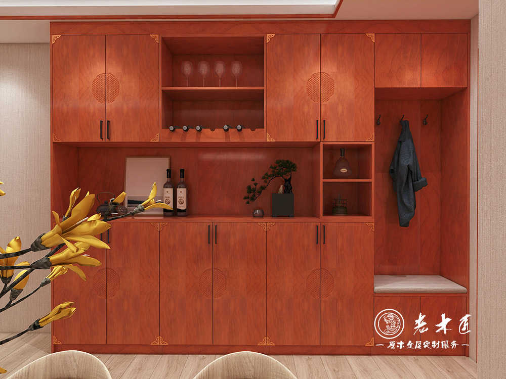 室內(nèi)酒柜訂制效果圖_中式實(shí)木酒柜圖片