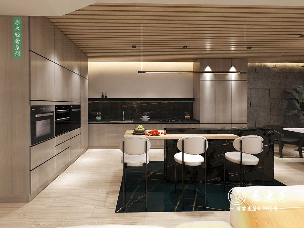 輕奢廚房餐廳設(shè)計(jì)_開(kāi)放式廚房餐廳一體